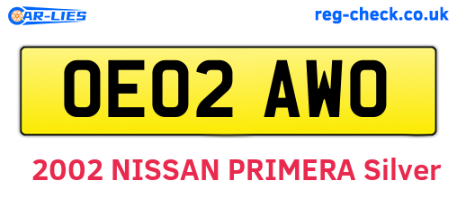 OE02AWO are the vehicle registration plates.