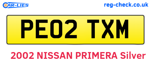 PE02TXM are the vehicle registration plates.