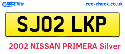 SJ02LKP are the vehicle registration plates.