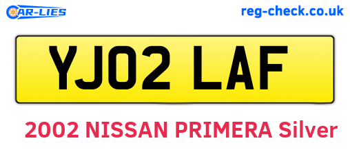 YJ02LAF are the vehicle registration plates.
