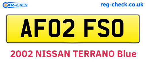 AF02FSO are the vehicle registration plates.
