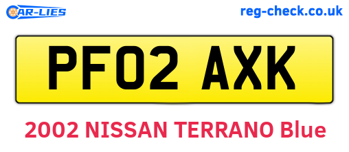 PF02AXK are the vehicle registration plates.