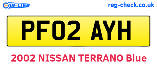 PF02AYH are the vehicle registration plates.