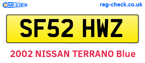 SF52HWZ are the vehicle registration plates.