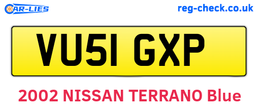 VU51GXP are the vehicle registration plates.