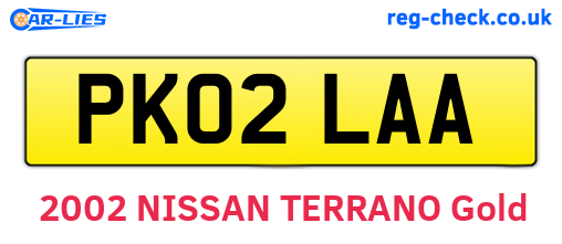 PK02LAA are the vehicle registration plates.