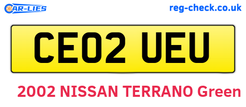 CE02UEU are the vehicle registration plates.