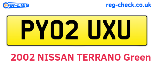PY02UXU are the vehicle registration plates.