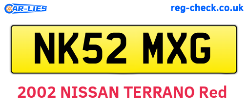 NK52MXG are the vehicle registration plates.