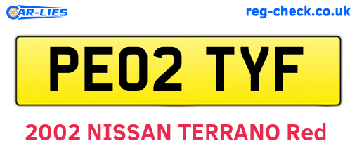 PE02TYF are the vehicle registration plates.