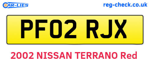 PF02RJX are the vehicle registration plates.