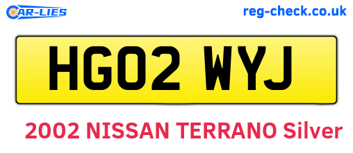 HG02WYJ are the vehicle registration plates.