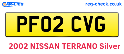 PF02CVG are the vehicle registration plates.