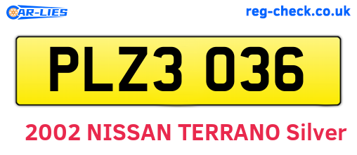 PLZ3036 are the vehicle registration plates.