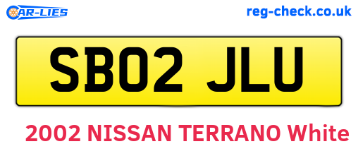 SB02JLU are the vehicle registration plates.