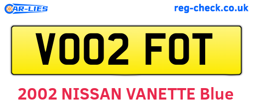 VO02FOT are the vehicle registration plates.