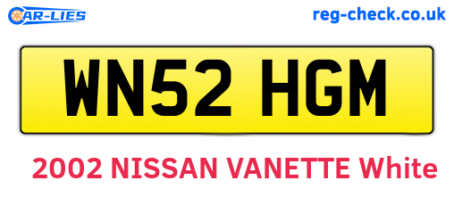 WN52HGM are the vehicle registration plates.