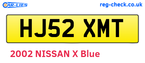 HJ52XMT are the vehicle registration plates.