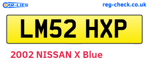 LM52HXP are the vehicle registration plates.