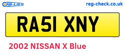RA51XNY are the vehicle registration plates.