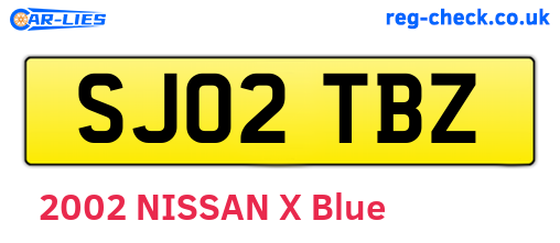 SJ02TBZ are the vehicle registration plates.