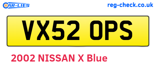 VX52OPS are the vehicle registration plates.