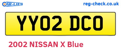 YY02DCO are the vehicle registration plates.