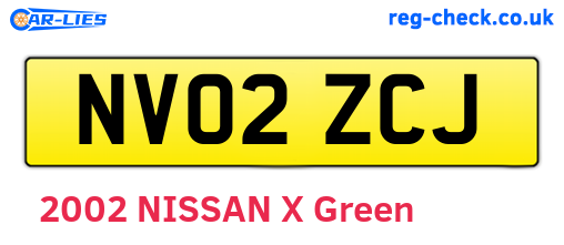 NV02ZCJ are the vehicle registration plates.