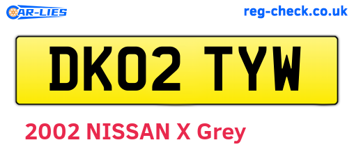 DK02TYW are the vehicle registration plates.