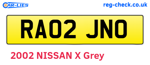 RA02JNO are the vehicle registration plates.
