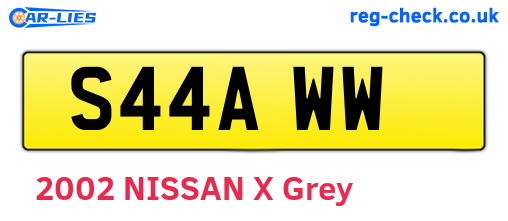 S44AWW are the vehicle registration plates.