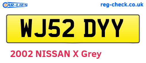 WJ52DYY are the vehicle registration plates.