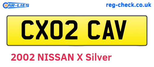 CX02CAV are the vehicle registration plates.