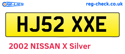 HJ52XXE are the vehicle registration plates.