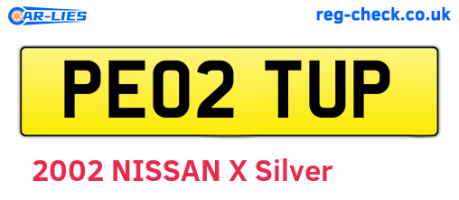 PE02TUP are the vehicle registration plates.