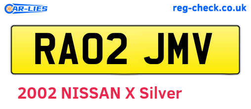 RA02JMV are the vehicle registration plates.