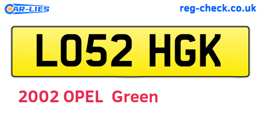 LO52HGK are the vehicle registration plates.