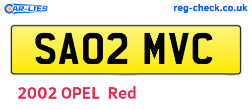 SA02MVC are the vehicle registration plates.