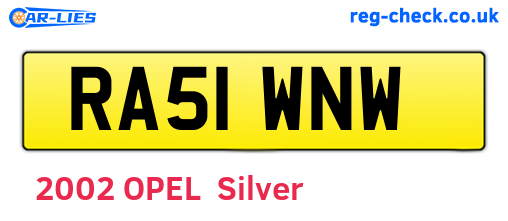 RA51WNW are the vehicle registration plates.