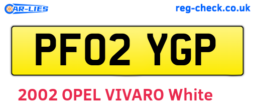 PF02YGP are the vehicle registration plates.