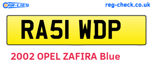 RA51WDP are the vehicle registration plates.