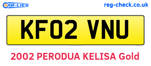 KF02VNU are the vehicle registration plates.