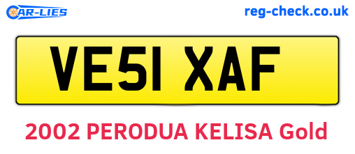 VE51XAF are the vehicle registration plates.
