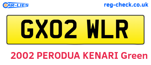 GX02WLR are the vehicle registration plates.