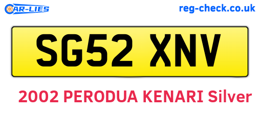 SG52XNV are the vehicle registration plates.