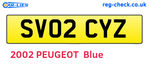 SV02CYZ are the vehicle registration plates.