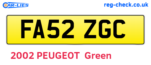 FA52ZGC are the vehicle registration plates.