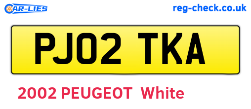 PJ02TKA are the vehicle registration plates.
