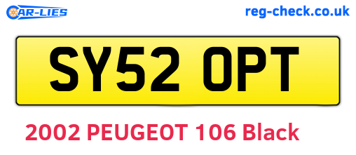 SY52OPT are the vehicle registration plates.