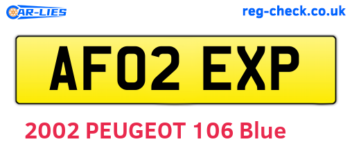AF02EXP are the vehicle registration plates.